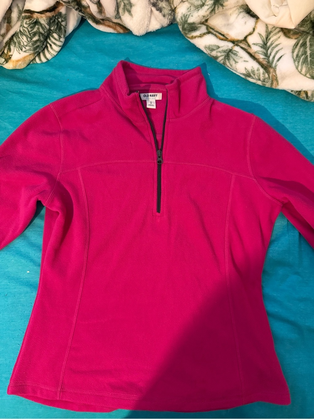 Old Navy Hot Pink Quarter-Zip Fleece Pullover size m